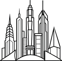 hand drawn building of futuristic skys crappers