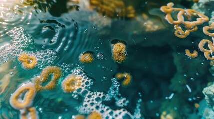 Close-up view of vibrant coral formations under crystal clear water, showcasing natural beauty and marine life.