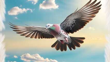 Fototapeta premium A pigeon in a sky. generated ai