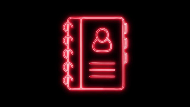 Address Neon Icon 4K Animated Linear Symbol Icon Video Background on Black Screen