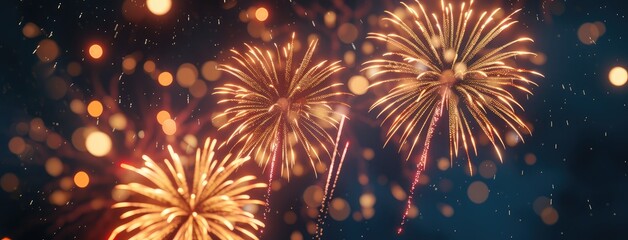 Fototapeta premium Golden Fireworks Lighting Up the Night Sky