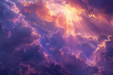 Sunrays filtering through dramatic clouds