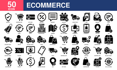 Ecommerce icon collection set. Simple Glyph vector.