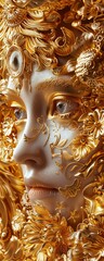 Obraz premium Bring to life the allure of gold with a low-angle view showcasing iconic symbols from Greek, Egyptian, and Chinese mythologies Incorporate intricate details to captivate the viewers imagination