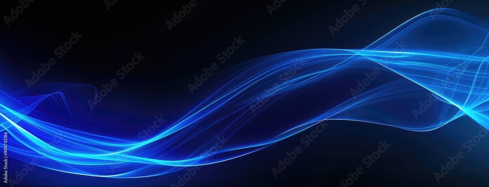 Poster Elegant Blue Light Wave on Dark Background