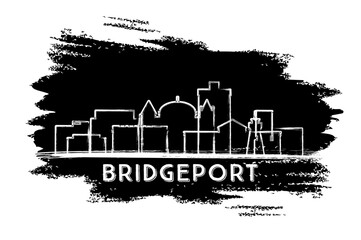 Obraz premium Bridgeport Connecticut City Skyline Silhouette. Hand Drawn Sketch. Business Travel and Tourism Concept with Modern Architecture. Cityscape with Landmarks.