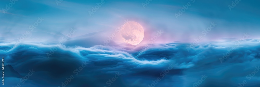 Wall mural Blurred Clouds Surrounding Full Moon at Night