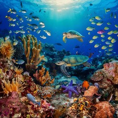 Fototapeta premium coral reef with fish