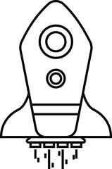 simple rocket black and white outline icon design