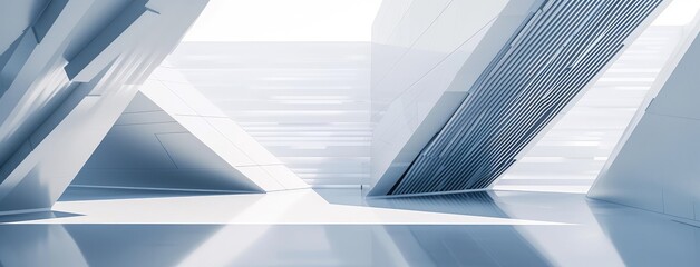 Abstract Futuristic Architectural White Geometric Design