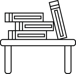 simple books on desk black and white outline icon design
