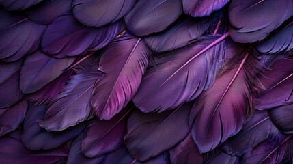 Fototapeta premium Dark purple color feathers abstract background, ultra realistic photography