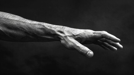 Fototapeta premium Black and white image of an outstretched hand