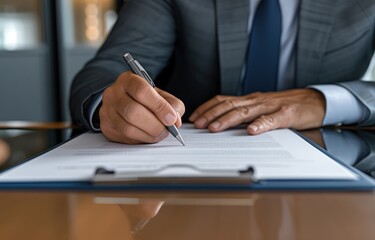 Close-up of Businessman Signing a Contract