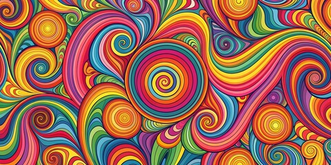 Abstract Rainbow Swirls and Spirals Background Pattern Illustration - Colorful Digital Art