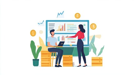 Businesswoman presenting financial data to colleague