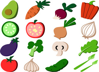 set of vegetable icons in vector