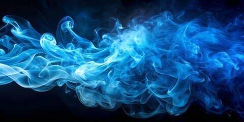 Fototapeta premium Abstract Blue Smoke on Black Background