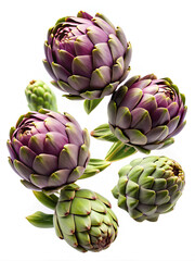 Fototapeta premium Artichokes on white background, Clipping path