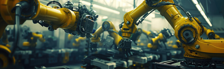 Robotic Arms Working on Factory Automation Line