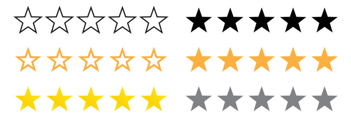 Set of five star rating icon. vector