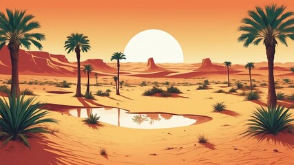 Obraz premium oasis in the sahara desert modern pop art