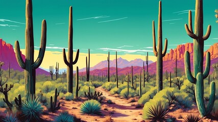 saguaro cactus forest modern pop art