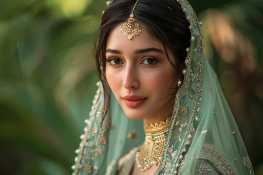 Indian bridal wearing designer dress