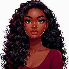 Fototapeta premium Realistic Cartoon Style African American Woman Vector