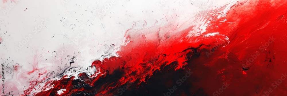 Poster a dynamic abstract representation of red and white ocean waves creating a stunning visual