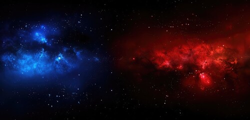 Fototapeta premium Cosmic Clash of Blue and Red Nebulae
