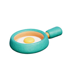 Cooking Pan with Egg, Kitchenware, Cooking and baking elements, 3D rendering.