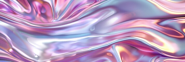 Fototapeta premium Soft satin fabric waves of pastel color background design. Texture with smooth flowing patterns and light shiny effect