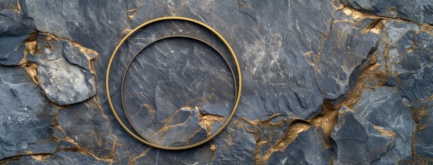 Luxurious Slate Stone Background with Golden Circle