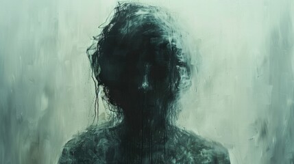 Fototapeta premium Abstract Shadowy Figure in Dark Moody Artistic Portrait Eerie Mysterious Conceptual Art