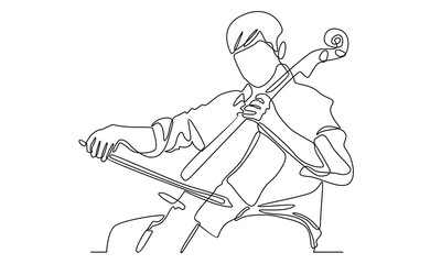 continuous line art of cello music player vector illustration © barnawi