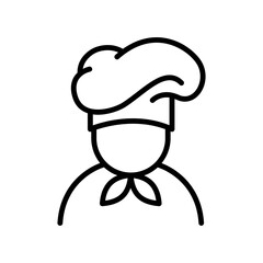 Chef in cooking hat line icon. Restaurant, catering, menu, professional, occupation. Chef Cooking line hat logo, badge, icon, sticker, label, emblem, stamp, symbol, black, line circle, flat vector.