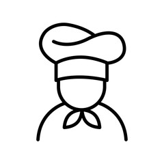 Obraz premium Chef in cooking hat line icon. Restaurant, catering, menu, professional, occupation. Chef Cooking line hat logo, badge, icon, sticker, label, emblem, stamp, symbol, black, line circle, flat vector.