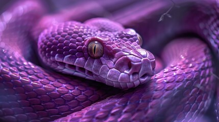 Obraz premium Purple snake amongst flowers