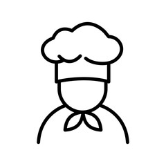 Chef in cooking hat line icon. Restaurant, catering, menu, professional, occupation. Chef Cooking line hat logo, badge, icon, sticker, label, emblem, stamp, symbol, black, line circle, flat vector.