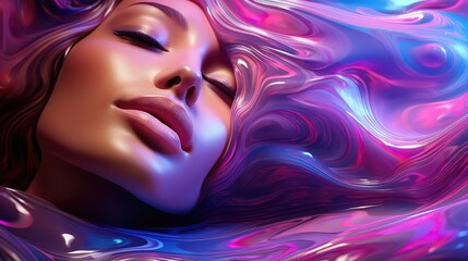 Woman posing in holographic fabric