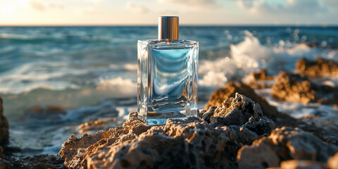 Perfume presentation with natural materials for women and men