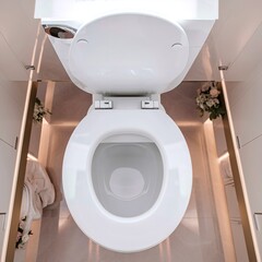 White toilet bowl in a bathroom interior