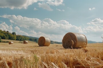 Hay bales in a sunny field