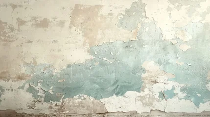 Keuken achterwand Verweerde muur A wall with a blue and white paint job  © Tina