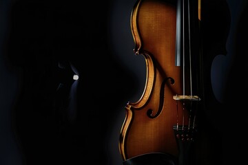 Violin on a black background with spot light