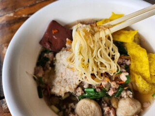 Noodles in soup of Asia food Thai street food