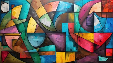 Fototapeta premium Colorful Geometric Abstract Art Painting