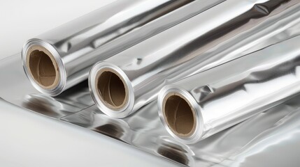 Fototapeta premium Shiny Aluminum Foil Rolls for Kitchen Use