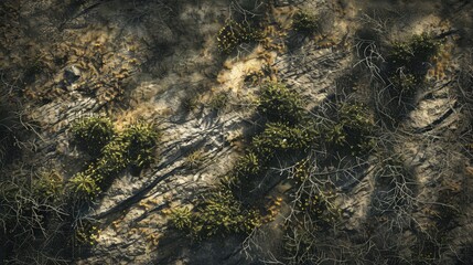 17. Wilderness, realistic style, complementary colors, nature-inspired pattern, aerial view, ambient light, shadows,